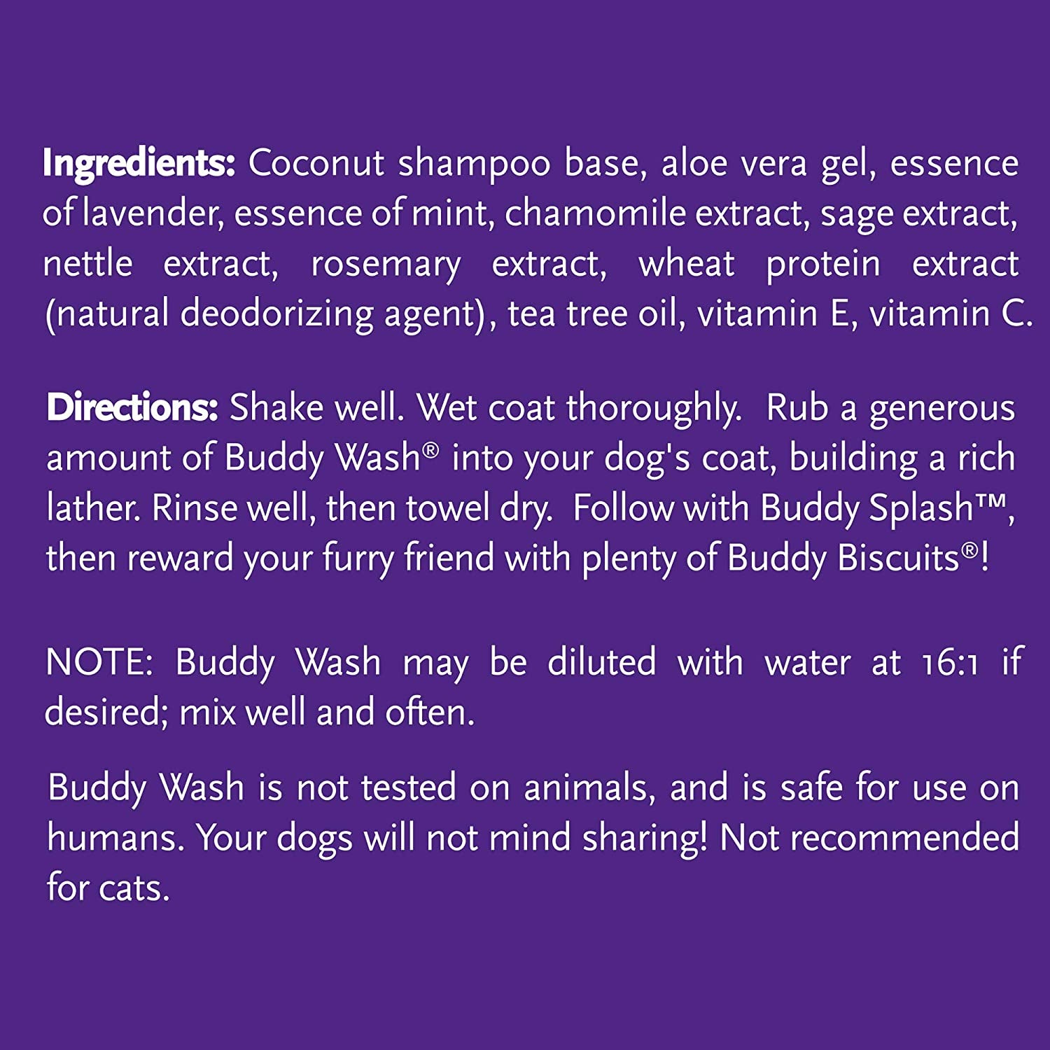 Buddy Wash 2-in-1 Lavender & Mint Dog Shampoo and Conditioner for Grooming, 1 Gallon Bottle