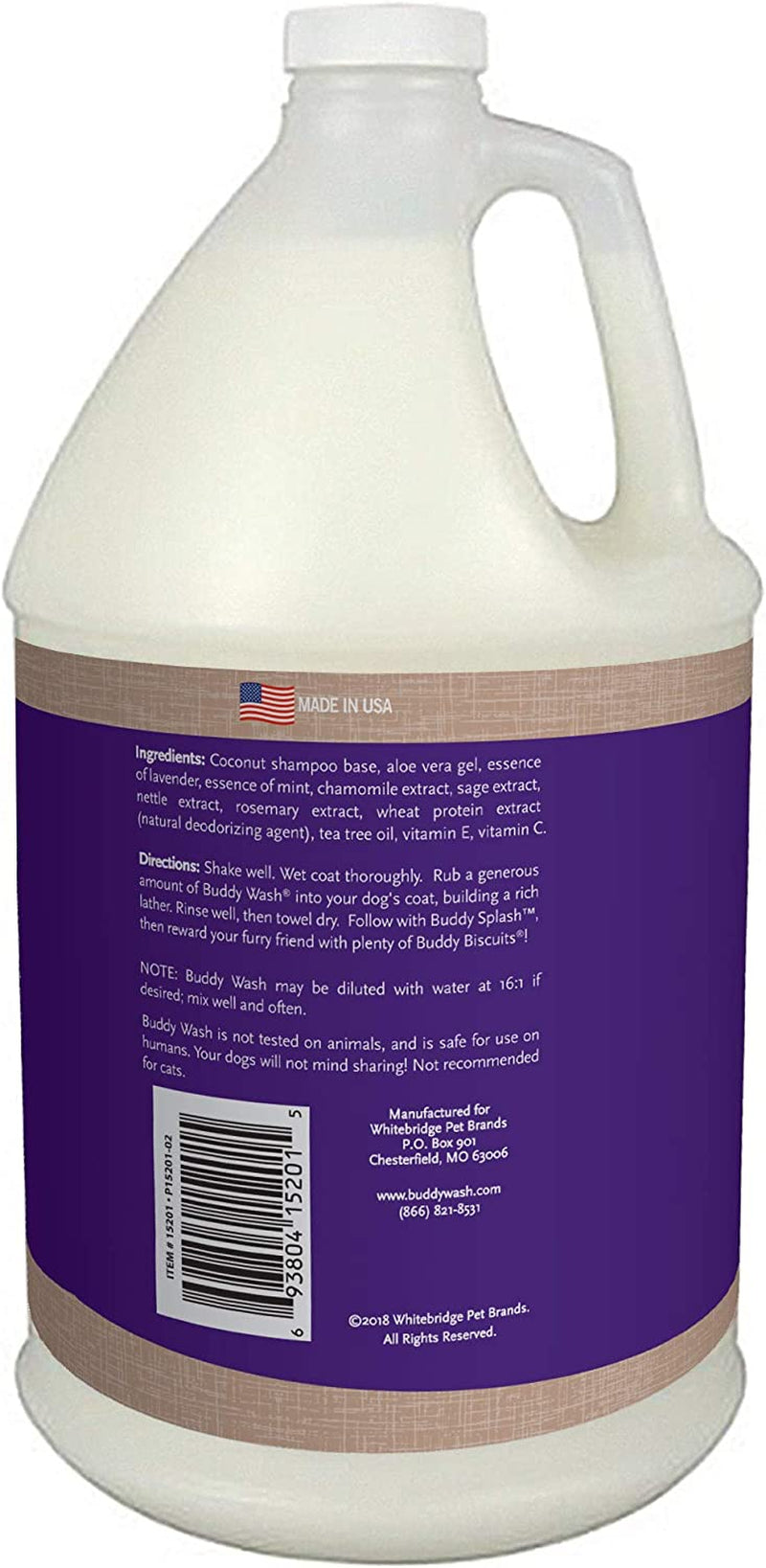 Buddy Wash 2-in-1 Lavender & Mint Dog Shampoo and Conditioner for Grooming, 1 Gallon Bottle